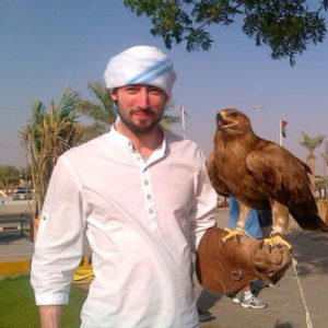 Paul Grimaud with a falcon