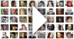 faces with a play button as in video