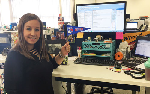 Hayley Kinsella, Senior Student Support Specialist, and her colorful desk