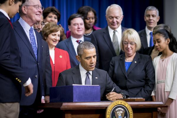 2015: President Barack Obama signs education legislation, the Every Student Succeeds Act (ESSA)