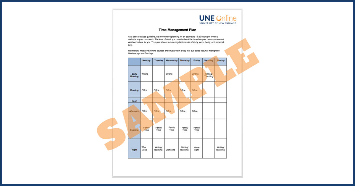 Sample study schedule