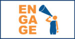 Figure with bullhorn next to bold text: "Engage" to signify that instructors should incorporate currents events in their lessons