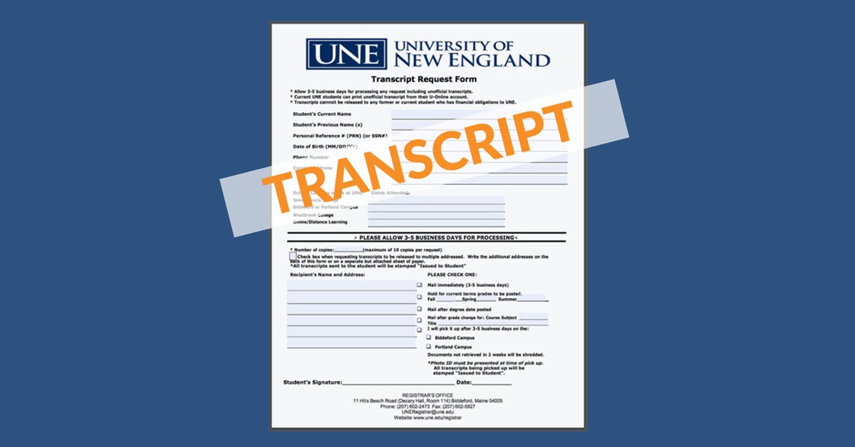 How To Request Your UNE Online Transcript From The UNE Registrar UNE 