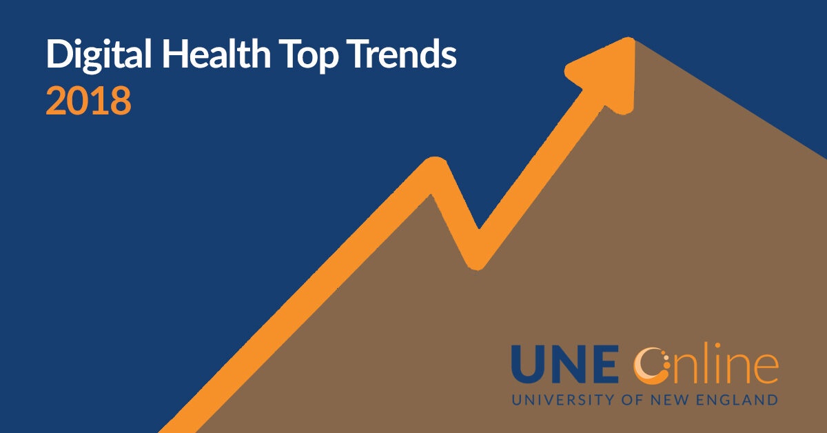Graphic with rising arrow to depict emerging health information technology
