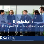 Still from the blockchain webinar showing students conversing with each other in a circle of chairs