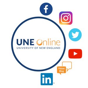 Socially connect with UNE Online