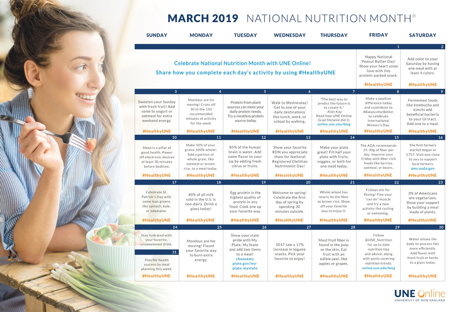 National Nutrition Month Calendar 2019