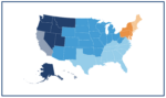 Color-coded map showing regional accreditation in the United States