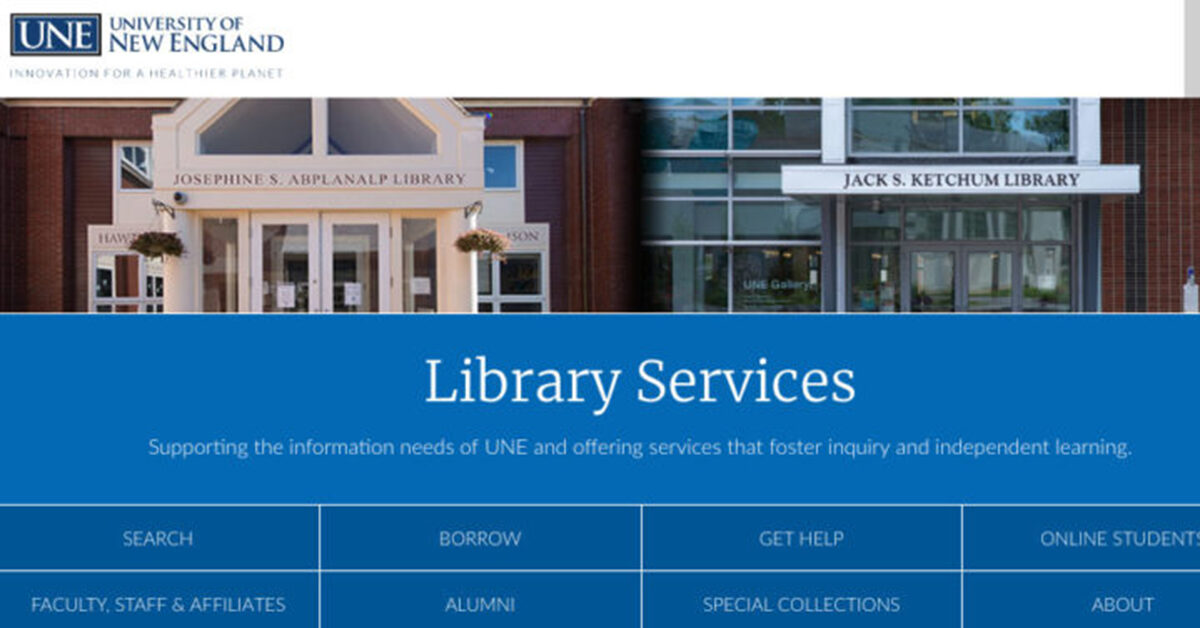 UNE Library Home Page