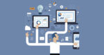 Illustration of man with many arms pointing to various electronics to depict a Health Informatics Job Description