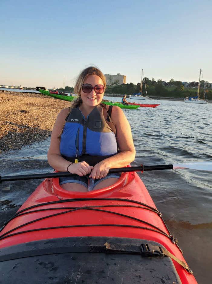 Jessica Swindlehurst in a kayak