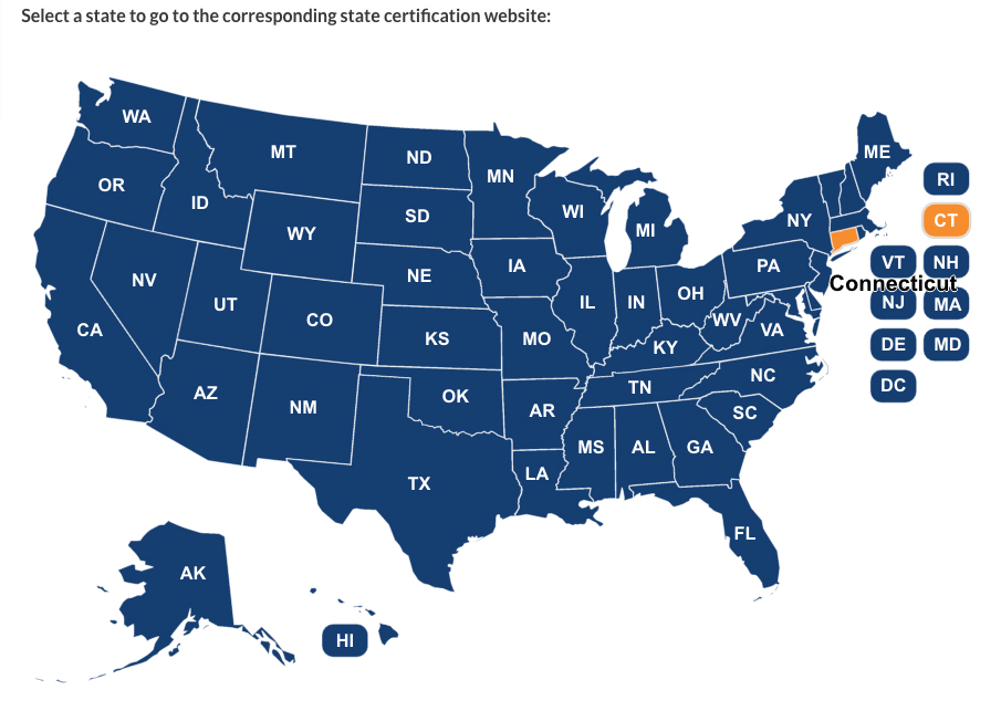 MSEd-EL State certification map for educators
